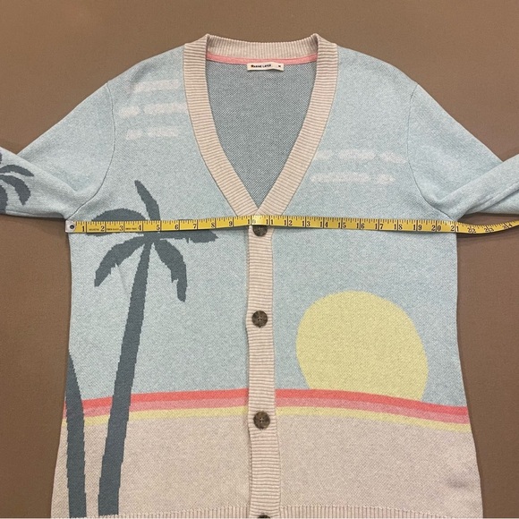 Marine Layer Men’s Palm Tree Sunset Finn Intarsia Cardigan Sweater Size Medium - Picture 8 of 14